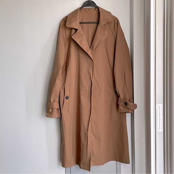 Jackets & Blazers - Tan Long Open Trench Coat